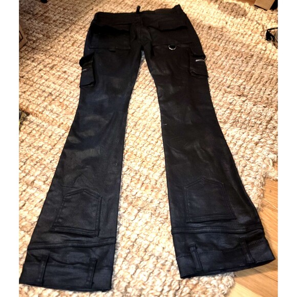 Valabasas Onyx Black Stacked Flare Waxed Jeans Men's Size 29 - Picture 12 of 16